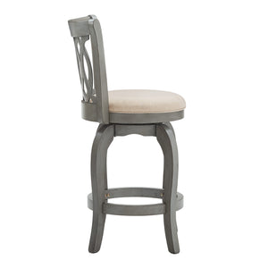 Jaxen Scroll Back Swivel Counterstool Solid Rubberwood Foam Seat Traditional Style