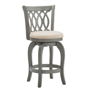 Jaxen Scroll Back Swivel Counterstool Solid Rubberwood Foam Seat Traditional Style