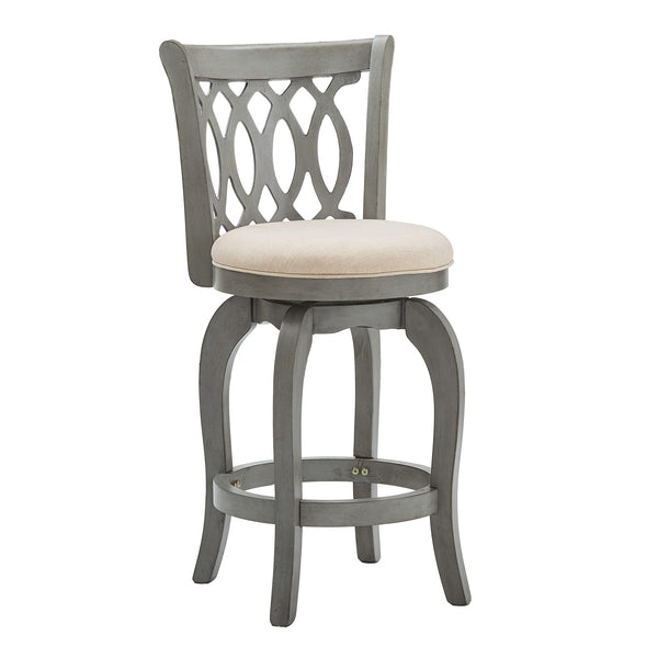 Jaxen Scroll Back Swivel Counterstool Solid Rubberwood Foam Seat Traditional Style