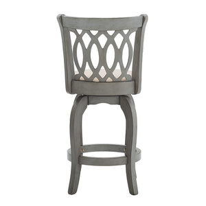 Jaxen Scroll Back Swivel Counterstool Solid Rubberwood Foam Seat Traditional Style