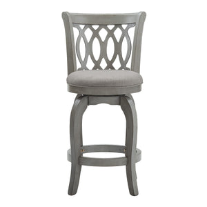 Homelegance Jaxen Scroll Back Swivel Counterstool Solid Rubberwood Foam Seat Traditional Style Antique Grey / Grey 013GA-24GL