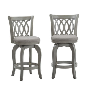 Jaxen Scroll Back Swivel Counterstool Solid Rubberwood Foam Seat Traditional Style