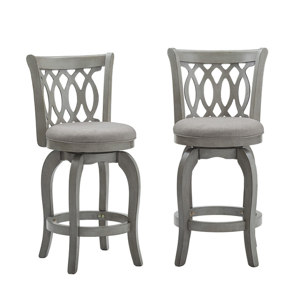 Jaxen Scroll Back Swivel Counterstool Solid Rubberwood Foam Seat Traditional Style