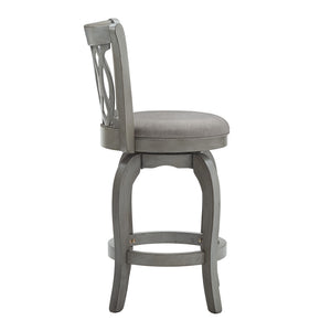 Jaxen Scroll Back Swivel Counterstool Solid Rubberwood Foam Seat Traditional Style