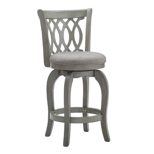 Jaxen Scroll Back Swivel Counterstool Solid Rubberwood Foam Seat Traditional Style