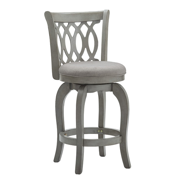 Jaxen Scroll Back Swivel Counterstool Solid Rubberwood Foam Seat Traditional Style