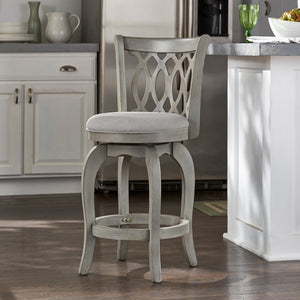 Jaxen Scroll Back Swivel Counterstool Solid Rubberwood Foam Seat Traditional Style