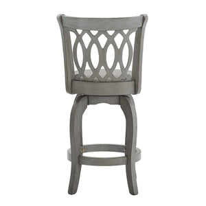Jaxen Scroll Back Swivel Counterstool Solid Rubberwood Foam Seat Traditional Style