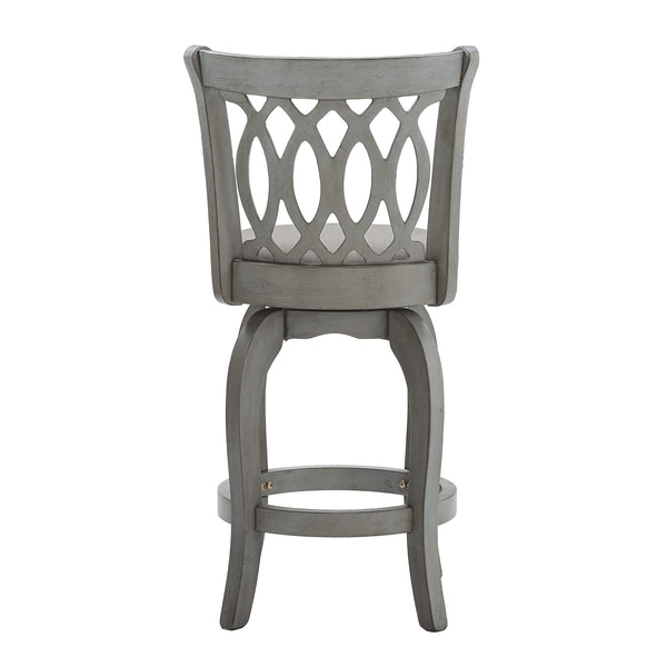 Jaxen Scroll Back Swivel Counterstool Solid Rubberwood Foam Seat Traditional Style