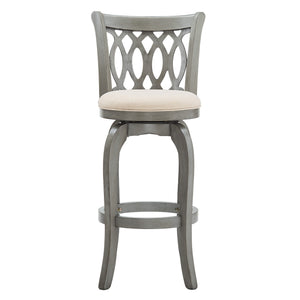 Jaxen Rubberwood Scroll Back Bar Stool with Cushioned Seat and Footrest for Kitchen or Bar