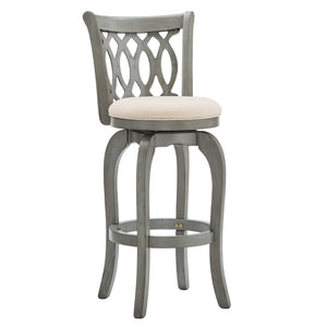 Jaxen Rubberwood Scroll Back Bar Stool with Cushioned Seat and Footrest for Kitchen or Bar