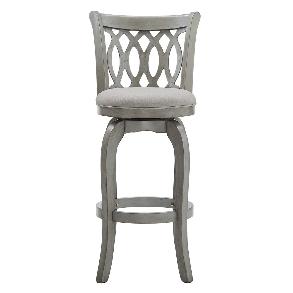Homelegance Jaxen Rubberwood Scroll Back Bar Stool with Cushioned Seat and Footrest for Kitchen or Bar Antique Grey / Grey 013GA-29GL