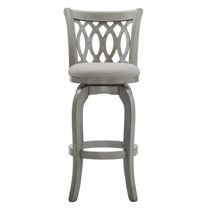 Homelegance Jaxen Rubberwood Scroll Back Bar Stool with Cushioned Seat and Footrest for Kitchen or Bar Antique Grey / Grey 013GA-29GL