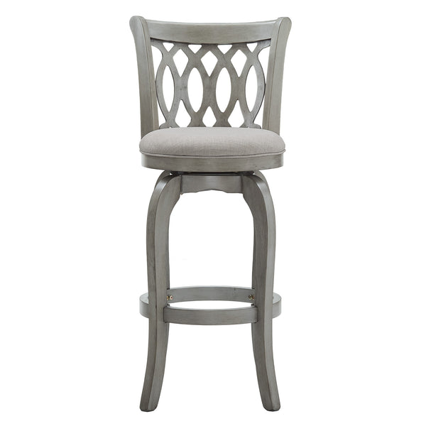 Homelegance Jaxen Rubberwood Scroll Back Bar Stool with Cushioned Seat and Footrest for Kitchen or Bar Antique Grey / Grey 013GA-29GL