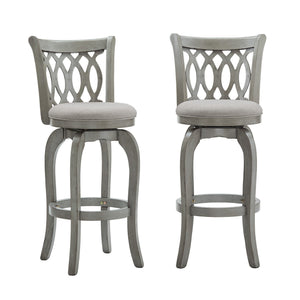Jaxen Rubberwood Scroll Back Bar Stool with Cushioned Seat and Footrest for Kitchen or Bar