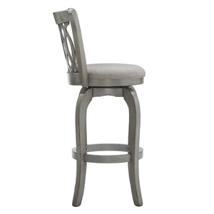 Jaxen Rubberwood Scroll Back Bar Stool with Cushioned Seat and Footrest for Kitchen or Bar
