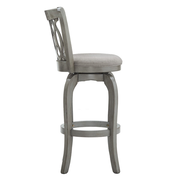 Jaxen Rubberwood Scroll Back Bar Stool with Cushioned Seat and Footrest for Kitchen or Bar