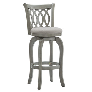 Jaxen Rubberwood Scroll Back Bar Stool with Cushioned Seat and Footrest for Kitchen or Bar