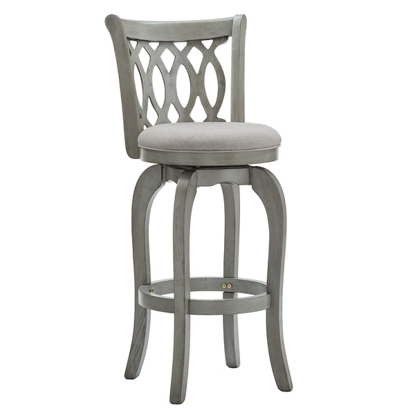 Jaxen Rubberwood Scroll Back Bar Stool with Cushioned Seat and Footrest for Kitchen or Bar