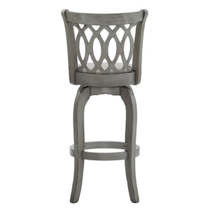 Jaxen Rubberwood Scroll Back Bar Stool with Cushioned Seat and Footrest for Kitchen or Bar