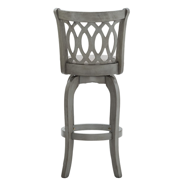 Jaxen Rubberwood Scroll Back Bar Stool with Cushioned Seat and Footrest for Kitchen or Bar