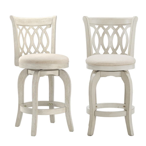 Jaxley Scroll Back Swivel Counter Stool with Rubberwood Frame for Kitchen Islands