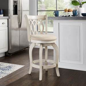 Jaxley Scroll Back Swivel Counter Stool with Rubberwood Frame for Kitchen Islands