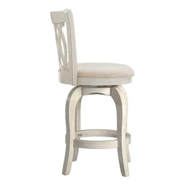 Jaxley Scroll Back Swivel Counter Stool with Rubberwood Frame for Kitchen Islands