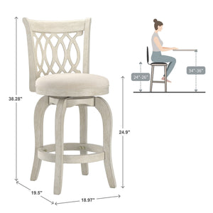 Jaxley Scroll Back Swivel Counter Stool with Rubberwood Frame for Kitchen Islands
