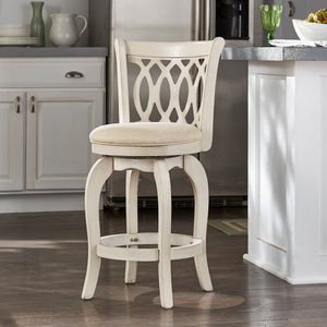 Jaxley Scroll Back Swivel Counter Stool with Rubberwood Frame for Kitchen Islands