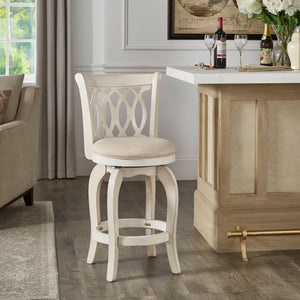 Jaxley Scroll Back Swivel Counter Stool with Rubberwood Frame for Kitchen Islands