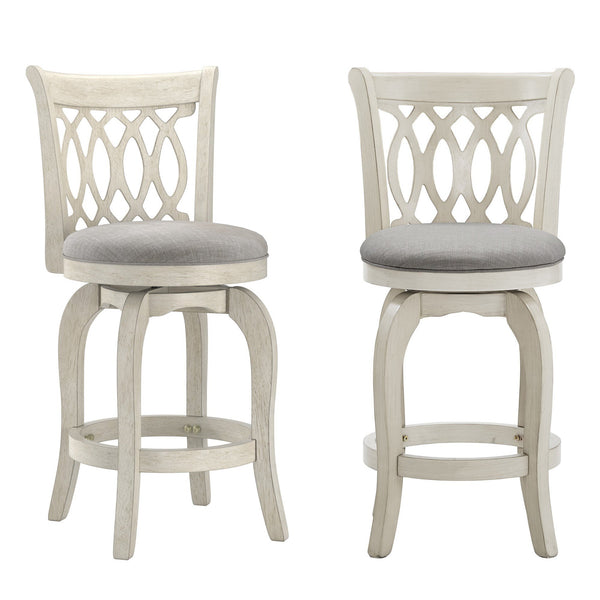 Jaxley Scroll Back Swivel Counter Stool with Rubberwood Frame for Kitchen Islands