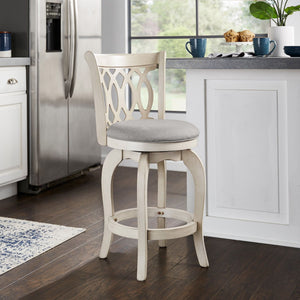 Jaxley Scroll Back Swivel Counter Stool with Rubberwood Frame for Kitchen Islands