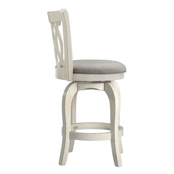 Jaxley Scroll Back Swivel Counter Stool with Rubberwood Frame for Kitchen Islands