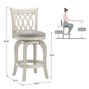 Jaxley Scroll Back Swivel Counter Stool with Rubberwood Frame for Kitchen Islands