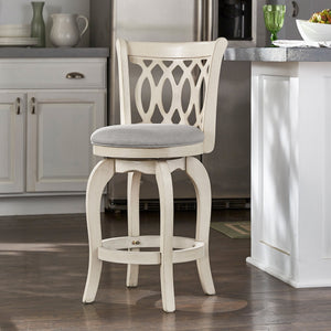Jaxley Scroll Back Swivel Counter Stool with Rubberwood Frame for Kitchen Islands