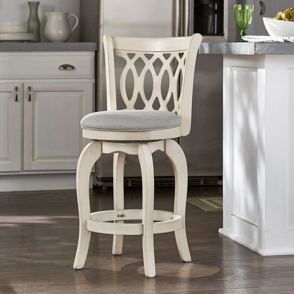 Jaxley Scroll Back Swivel Counter Stool with Rubberwood Frame for Kitchen Islands