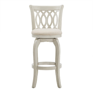 Jaxley Scroll Back Swivel Barstool Solid Wood Frame with Padded Cushioned Seat