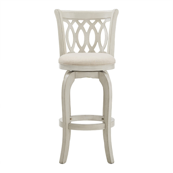 Jaxley Scroll Back Swivel Barstool Solid Wood Frame with Padded Cushioned Seat