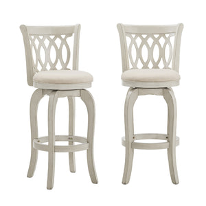 Jaxley Scroll Back Swivel Barstool Solid Wood Frame with Padded Cushioned Seat