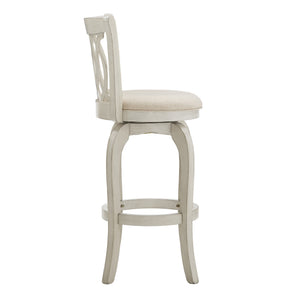 Jaxley Scroll Back Swivel Barstool Solid Wood Frame with Padded Cushioned Seat