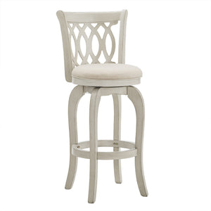 Jaxley Scroll Back Swivel Barstool Solid Wood Frame with Padded Cushioned Seat