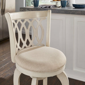 Jaxley Scroll Back Swivel Barstool Solid Wood Frame with Padded Cushioned Seat