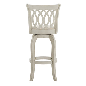 Jaxley Scroll Back Swivel Barstool Solid Wood Frame with Padded Cushioned Seat