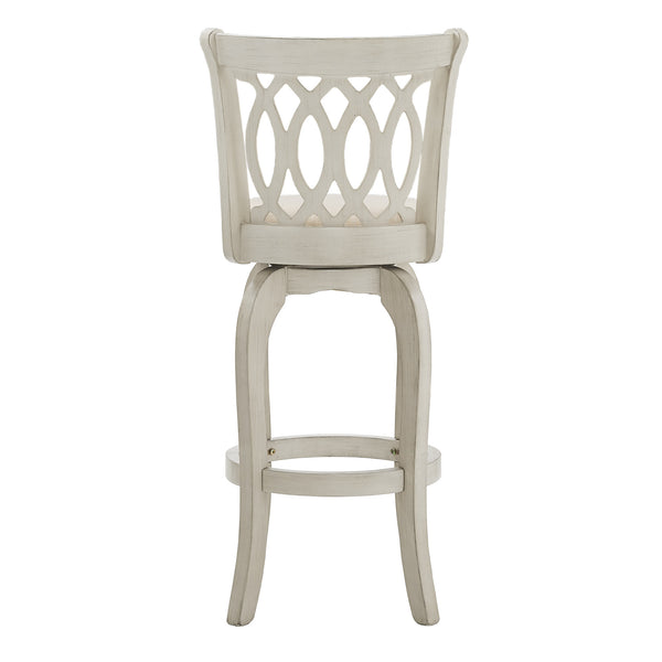 Jaxley Scroll Back Swivel Barstool Solid Wood Frame with Padded Cushioned Seat