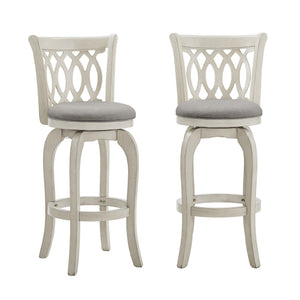 Jaxley Scroll Back Swivel Barstool Solid Wood Frame with Padded Cushioned Seat