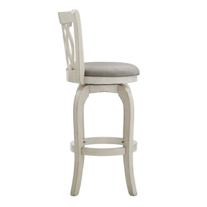 Jaxley Scroll Back Swivel Barstool Solid Wood Frame with Padded Cushioned Seat
