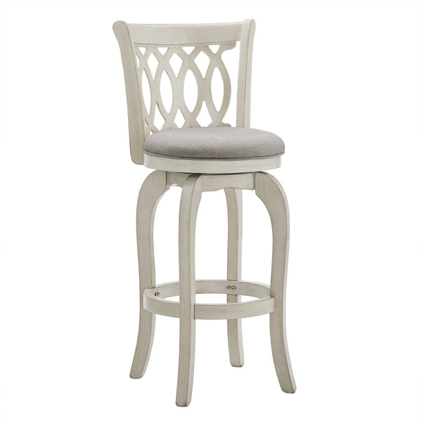 Jaxley Scroll Back Swivel Barstool Solid Wood Frame with Padded Cushioned Seat