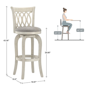 Jaxley Scroll Back Swivel Barstool Solid Wood Frame with Padded Cushioned Seat