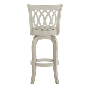 Jaxley Scroll Back Swivel Barstool Solid Wood Frame with Padded Cushioned Seat